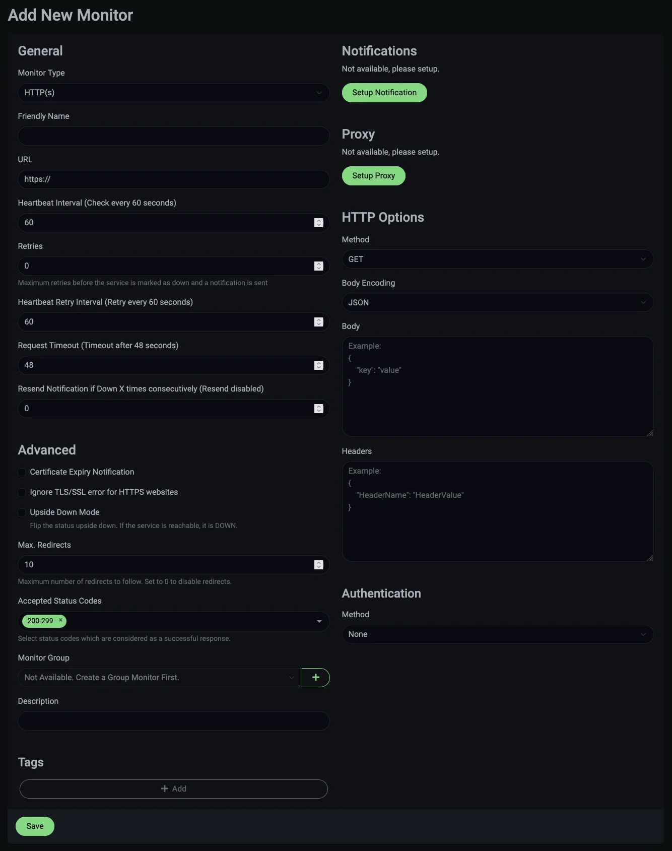 Uptime Kuma - Quick Setup Guide